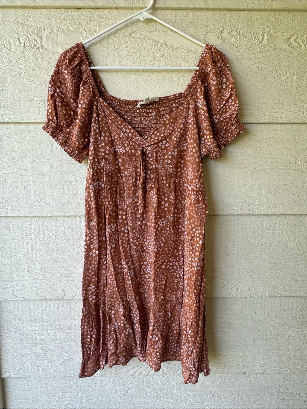 Orange floral smocked dress